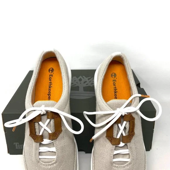 Timberland Truecloud EK Leather Fabric OX White Tan Knit Men's TB 0A28FN F48 - Picture 9 of 11